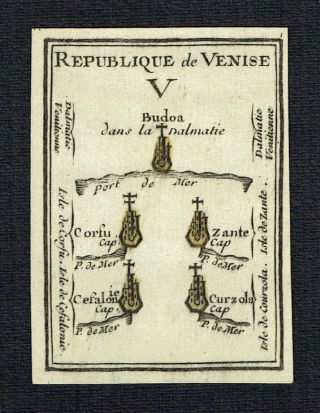 1763 Greece Corfu - Montenegro Budva Balkans De Poilly Antique Playing Card