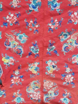 A antique embroidered red silk Chinese robe 11