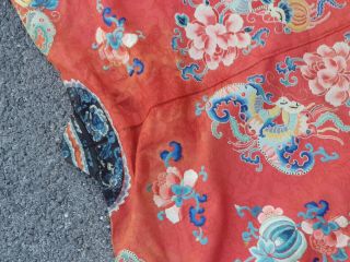 A antique embroidered red silk Chinese robe 12