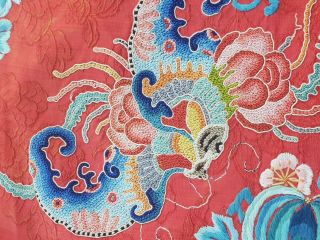 A antique embroidered red silk Chinese robe 2