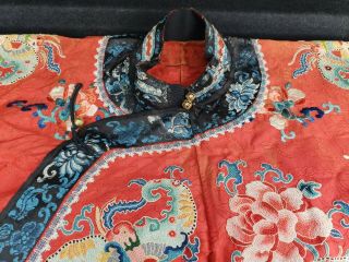 A antique embroidered red silk Chinese robe 5