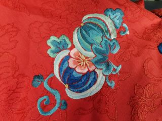A antique embroidered red silk Chinese robe 8