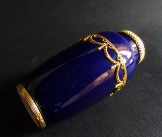 Precious Paul Milet Sevres Royal Blue Vase Ormolu 1890 3 1/4 