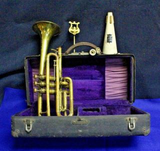 1900 French World Fair Of Paris Couesnon Authentic Cornet In The Case