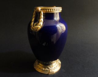 Paul Milet Sevres Royal Blue Louis XV Vase great Ormolu 1890 4 1/8 