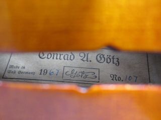 vintage 4/4 German Violin by CONRAD GOTZ 1967 Old Fiddle 12