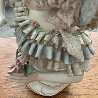 Cordey Victorian Woman Bust Lamp Vintage Lace Porcelain Lady Table Metal Base 3