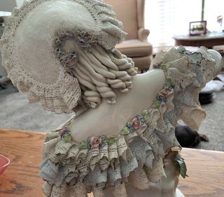 Cordey Victorian Woman Bust Lamp Vintage Lace Porcelain Lady Table Metal Base 8