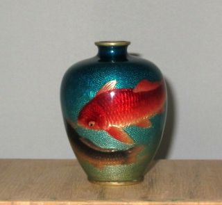 VERY RARE OGASAWARA SHUZO Signed Meiji Japanese Ginbari Cloisonne Vase 5