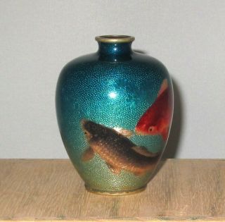 VERY RARE OGASAWARA SHUZO Signed Meiji Japanese Ginbari Cloisonne Vase 6