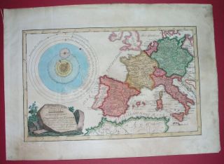 1791 Map Astronomy Solar System Copernicus Europe Italy Germany Spain