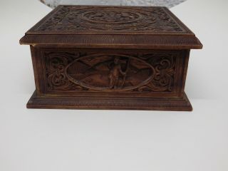 ANTIQUE ANGLO - INDIAN CARVED SANDALWOOD BOX GOVERNMENT OF MYSORE OIL FACTORIES 3
