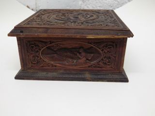 ANTIQUE ANGLO - INDIAN CARVED SANDALWOOD BOX GOVERNMENT OF MYSORE OIL FACTORIES 4