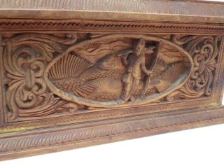 ANTIQUE ANGLO - INDIAN CARVED SANDALWOOD BOX GOVERNMENT OF MYSORE OIL FACTORIES 7