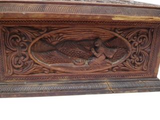 ANTIQUE ANGLO - INDIAN CARVED SANDALWOOD BOX GOVERNMENT OF MYSORE OIL FACTORIES 8