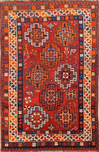 Pre - 1900 Antique Nomad Geometric Tribal Lori Hand - Knotted 5x7 Wool Rug