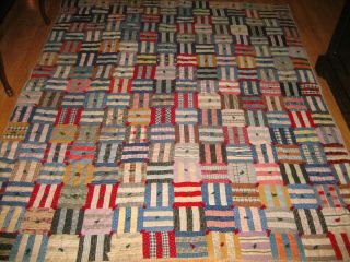 Antique Handmade Quilt - Primitive Colors - Warm With Wool Batting