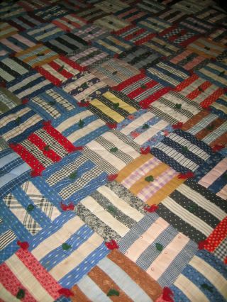 ANTIQUE HANDMADE QUILT - PRIMITIVE COLORS - WARM WITH WOOL BATTING 2