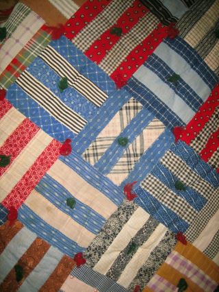 ANTIQUE HANDMADE QUILT - PRIMITIVE COLORS - WARM WITH WOOL BATTING 5