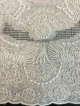 Antique Vintage Exquisite Heavy Hand Embroidered Floral Wedding Handkerchief 10
