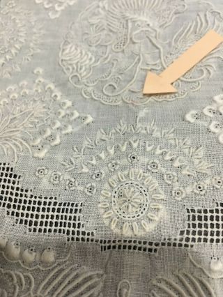 Antique Vintage Exquisite Heavy Hand Embroidered Floral Wedding Handkerchief 12