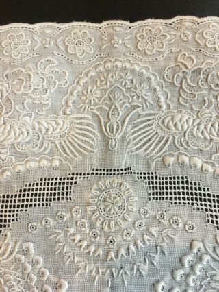 Antique Vintage Exquisite Heavy Hand Embroidered Floral Wedding Handkerchief 6