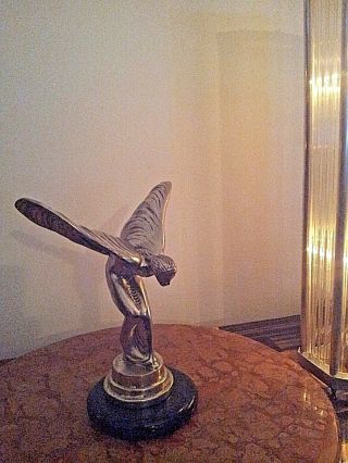 Art Deco Sculpture " Emily " Spirit Of Ecstasy " Xl Bronze 9,  5in Rr Hood Ornament