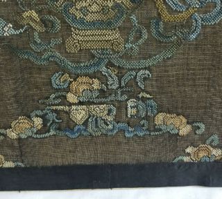 Antique Chinese Embroidered Silk Robe Panel Gauze Summer Ikebana Embroidery 8