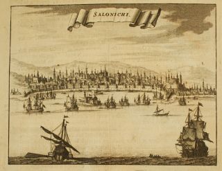 Dapper Northern Greece Salonichi Salonica Thessaloniki Antique Map 1688