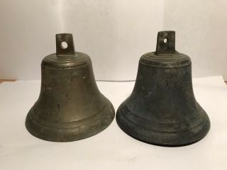 2 Antique Bronze Bells Americana Primitive