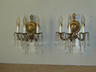 2 Solid Brass Spanish 3l Antique Sconces Rewired Home & Garden Sconces 48 Cryst