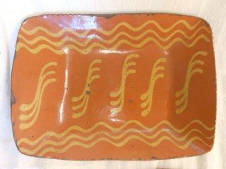 Greg Shooner Redware Pottery Slip Decorated Tray Platter 1997