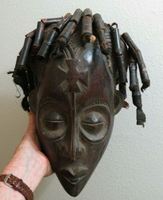 African Hand Carved Older Wood Mask With Great Detail