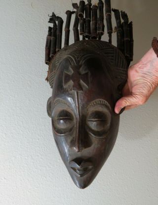African Hand Carved Older Wood Mask With Great Detail 3