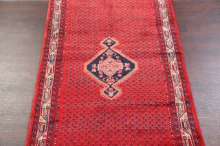 One - of - a - Kind Geometric 16 ' LONG RUNNER Hamadan Oriental Hand - Made Scarlet Rug 3