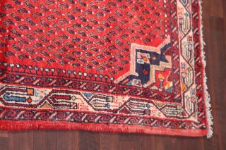 One - of - a - Kind Geometric 16 ' LONG RUNNER Hamadan Oriental Hand - Made Scarlet Rug 6