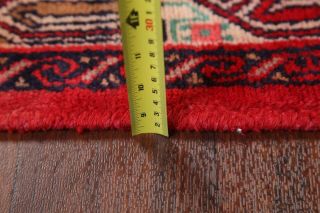 One - of - a - Kind Geometric 16 ' LONG RUNNER Hamadan Oriental Hand - Made Scarlet Rug 8