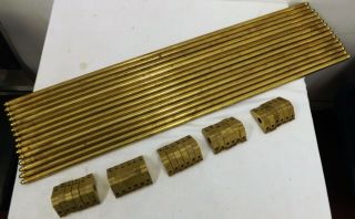 15 X Vintage Solid Brass Stair Rods With 30 X Brass Brackets -