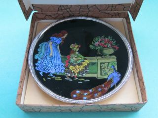 Art Deco Butterfly Wing Pin Dish Little Girls With Peacock 1920 