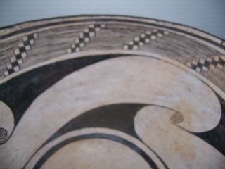 Pre - Columbian Mimbres Black on White Pottery Bowl Artifact 12 1/4 