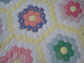 Summer Cottage Vintage 30s Yellow & White Flower Garden Quilt 88x80 