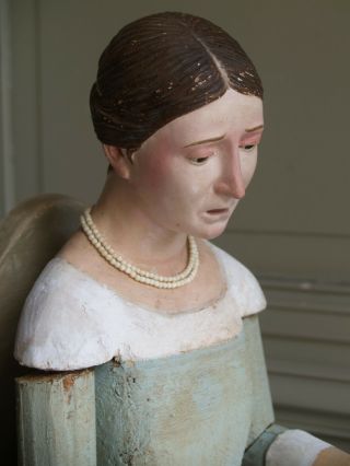 Large 18th Century Spanish Mannequin Wood Madonna Virgin Mary Santo Sculpture