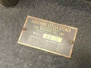 Antique Business Machine Lightning Letter Opener Bircher Co.  H 8805 1915 7