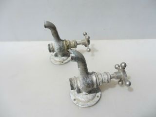 French Antique Chromed Brass Taps Sink Basin Vintage Old Nickel Paris 2