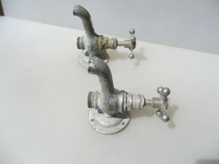 French Antique Chromed Brass Taps Sink Basin Vintage Old Nickel Paris 3