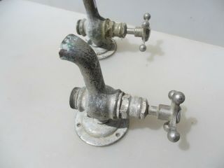 French Antique Chromed Brass Taps Sink Basin Vintage Old Nickel Paris 4