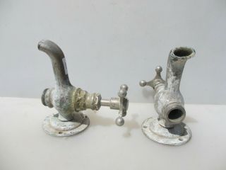 French Antique Chromed Brass Taps Sink Basin Vintage Old Nickel Paris 8