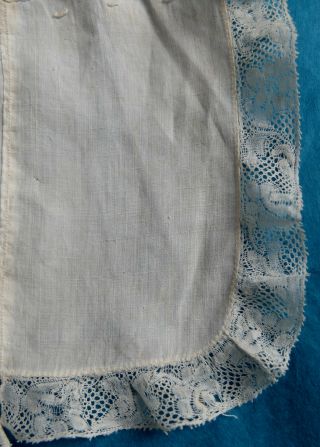 Antique18th century fine linen baby cap with Valenciennes bobbin lace border 6