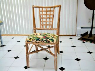 Set 8 Vintage Cerused Oak Rattan Dining Chairs McGuire Brown Jordan Chinoiserie 6