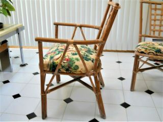 Set 8 Vintage Cerused Oak Rattan Dining Chairs McGuire Brown Jordan Chinoiserie 8
